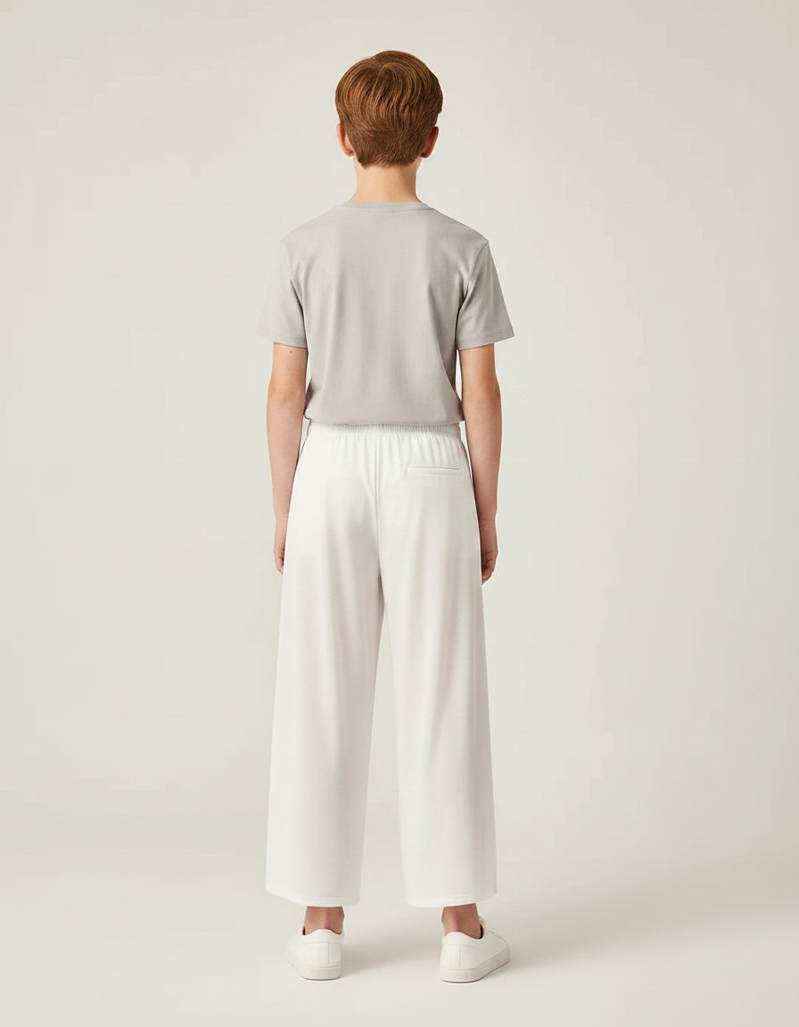 Pantalon Fluide Blanc Ample Fendu Léger - Polyester - vue 2