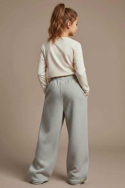Pantalon Fluide Gris Ample Molleton Confortable Enfant - vue 2