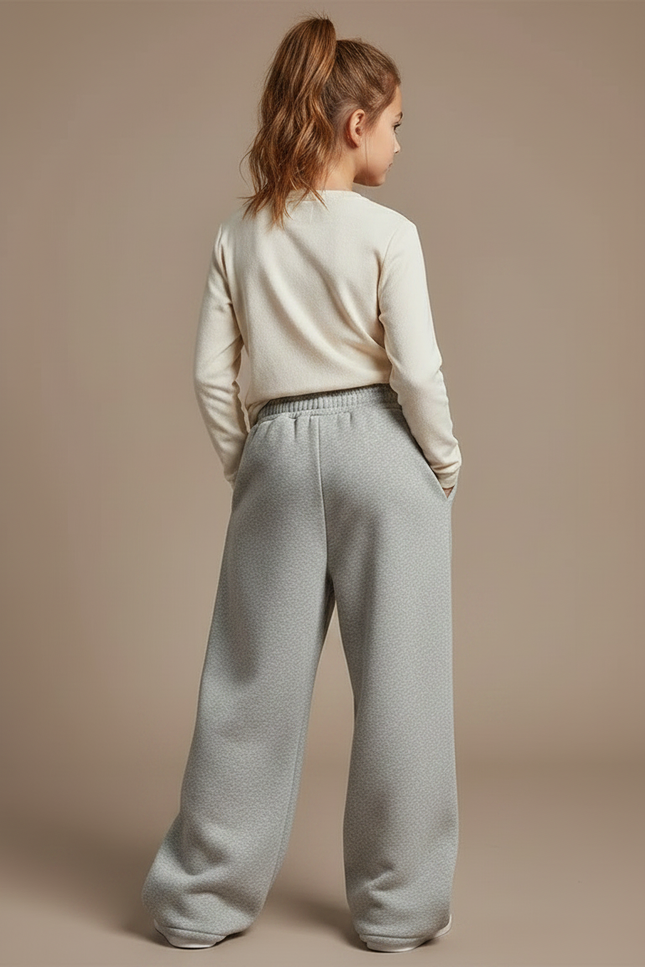 Pantalon Fluide Gris Ample Molleton Confortable Enfant - vue 2