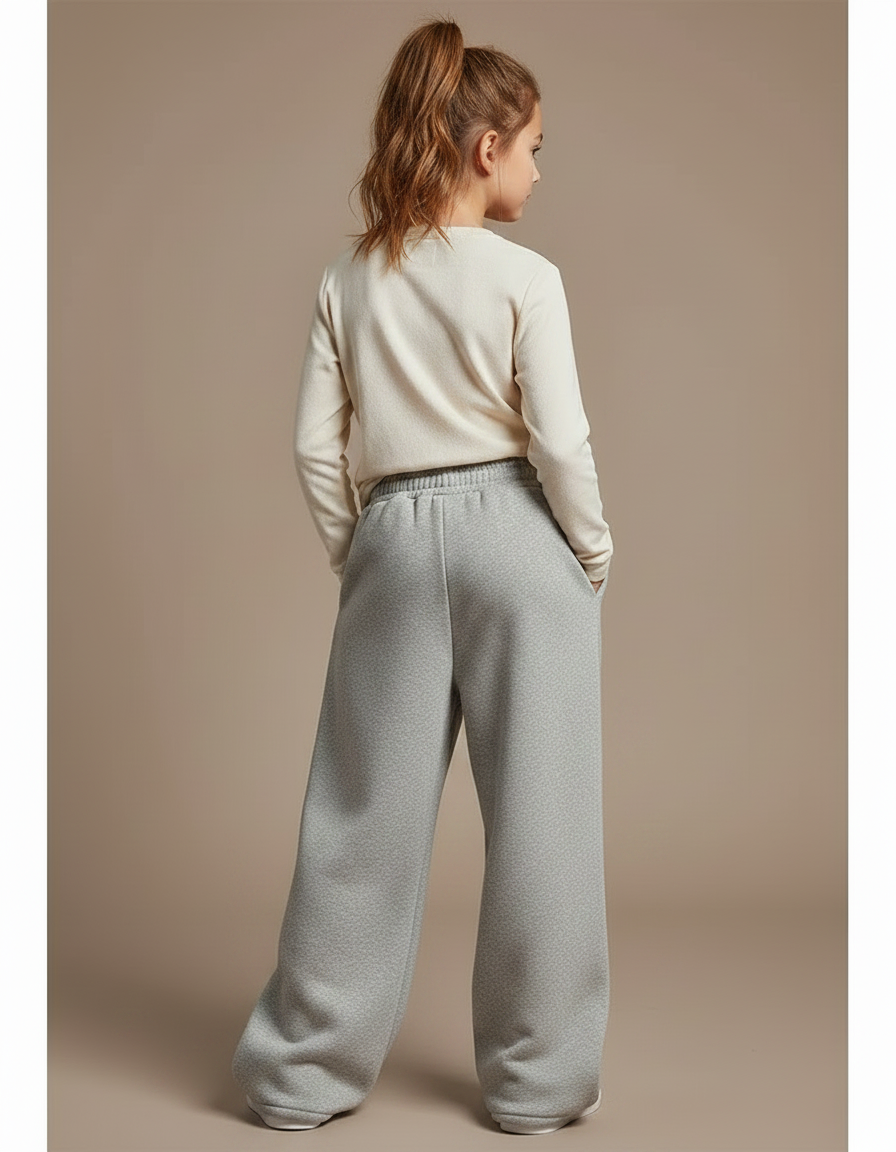 Pantalon Fluide Gris Ample Molleton Confortable Enfant - vue 2