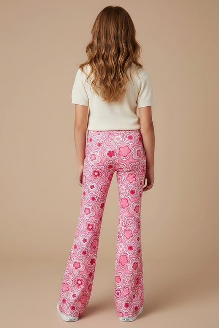 Pantalon Fluide Rose Floral Évasé Y2K Imprimé - Polyester - vue 2