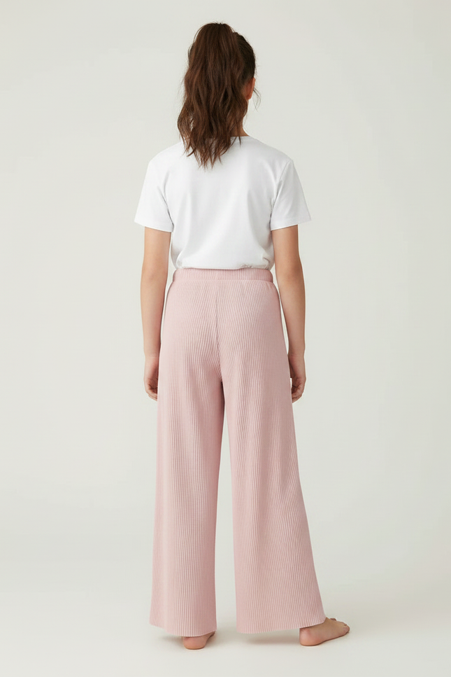 Pantalon Fluide Rose Plissé Ample Confortable Enfant - Maille - vue 2