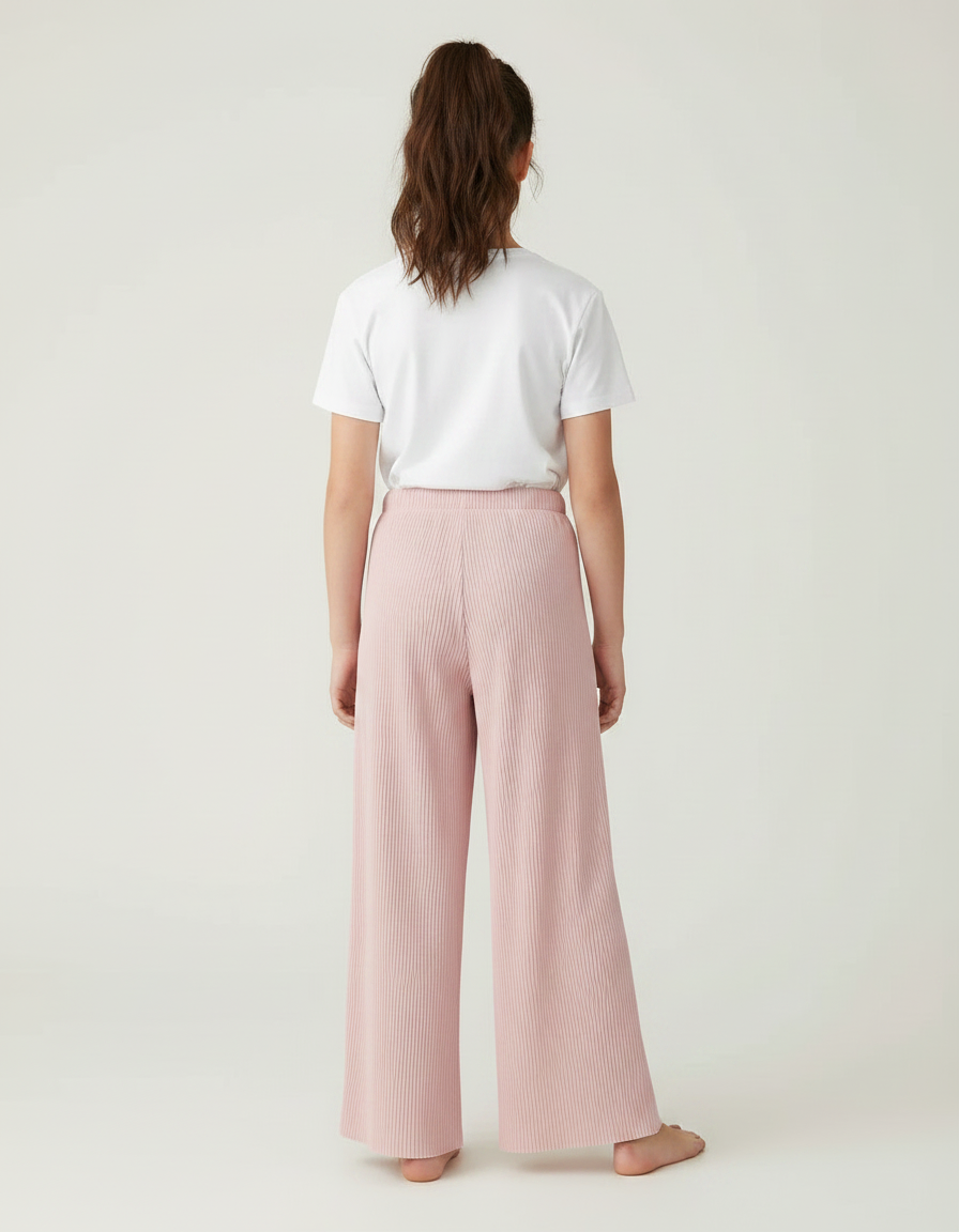 Pantalon Fluide Rose Plissé Ample Confortable Enfant - Maille - vue 2