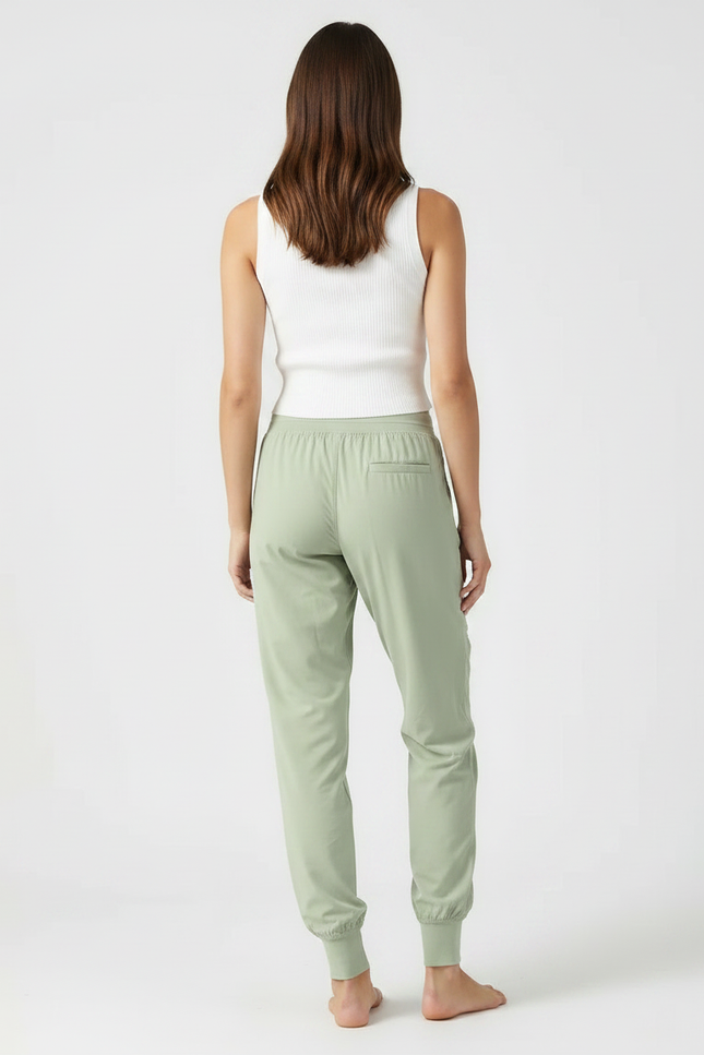 Pantalon Fluide Vert Ample Sport Décontracté Femme - Polyester - vue 2