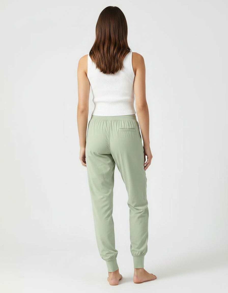 Pantalon Fluide Vert Ample Sport Décontracté Femme - Polyester - vue 2