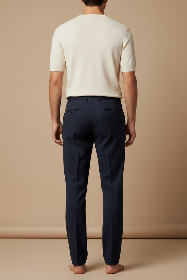 Pantalon Fluide Bleu Marine Droit Extensible Élégant Homme - Polyester - vue 2