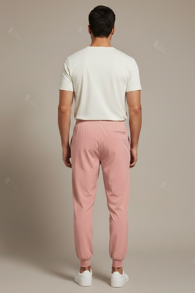 Pantalon Fluide Rose Homme Sport Décontracté Confortable - Polyester - vue 2