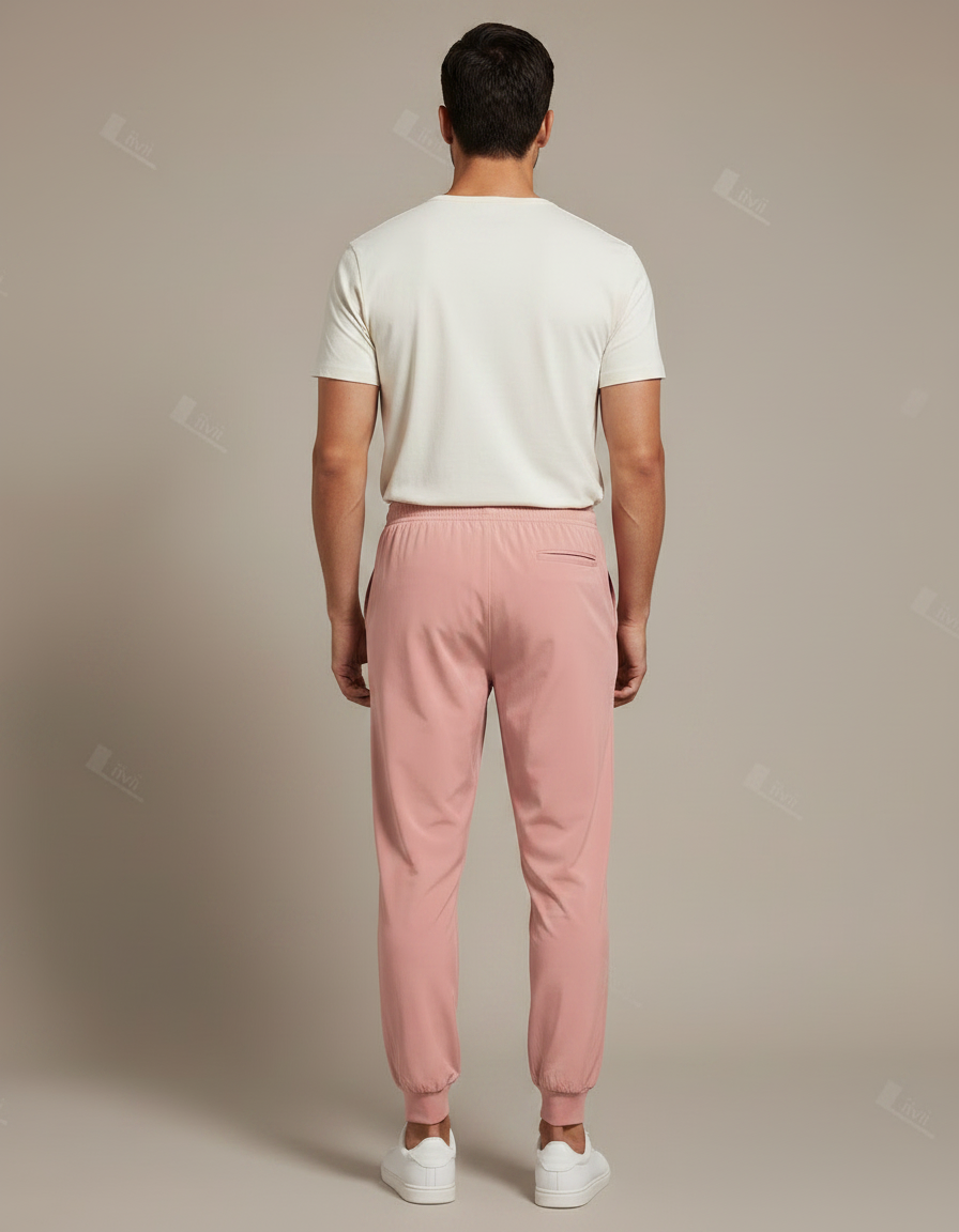 Pantalon Fluide Rose Homme Sport Décontracté Confortable - Polyester - vue 2