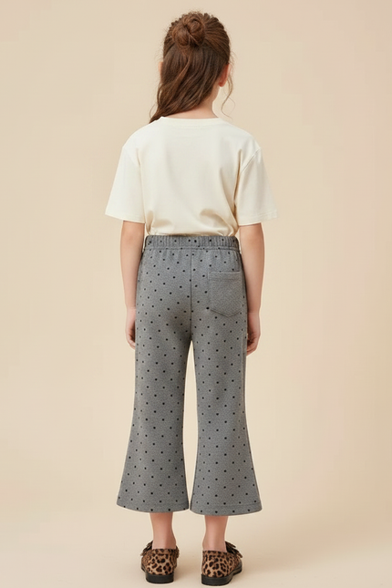 Pantalon Fluide Gris Cœurs Évasé Confortable Fille - Molleton - vue 2