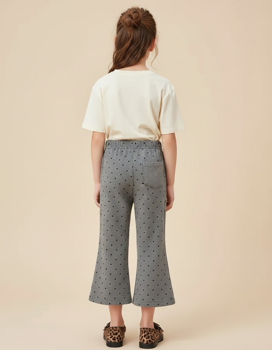Pantalon Fluide Gris Cœurs Évasé Confortable Fille - Molleton - vue 2