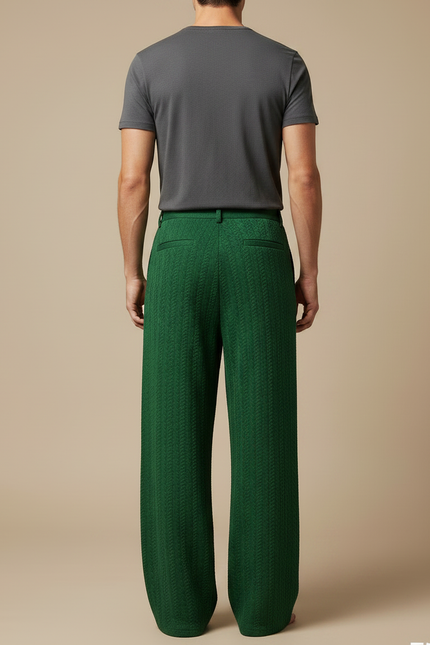 Pantalon Fluide Vert Sapin - Maille - vue 2