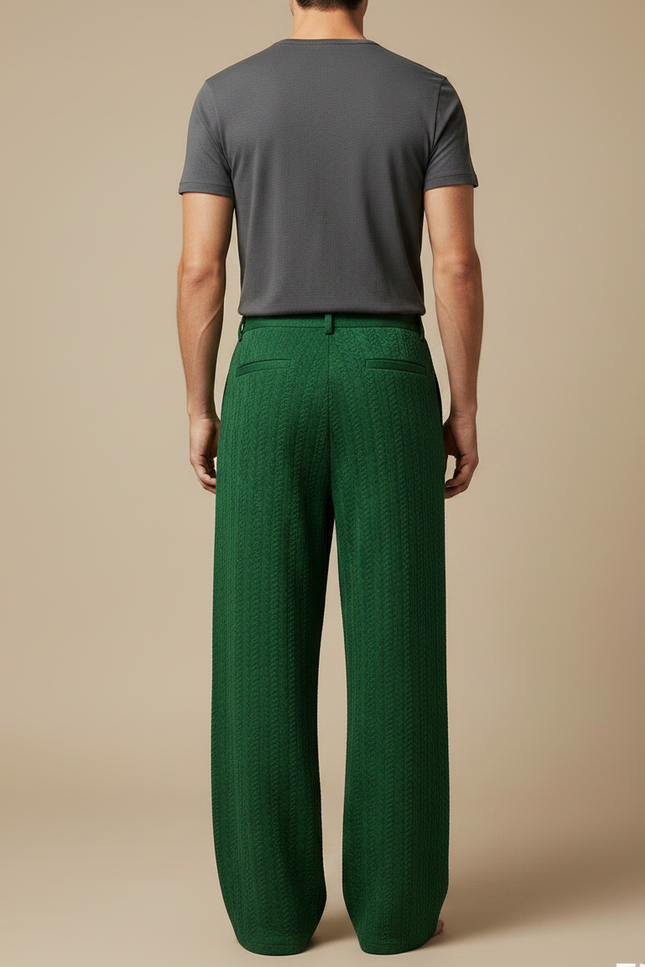 Pantalon Fluide Vert Sapin - Maille - vue 2