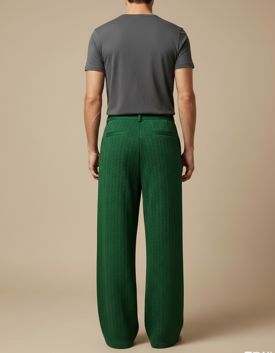 Pantalon Fluide Vert Sapin - Maille - vue 2