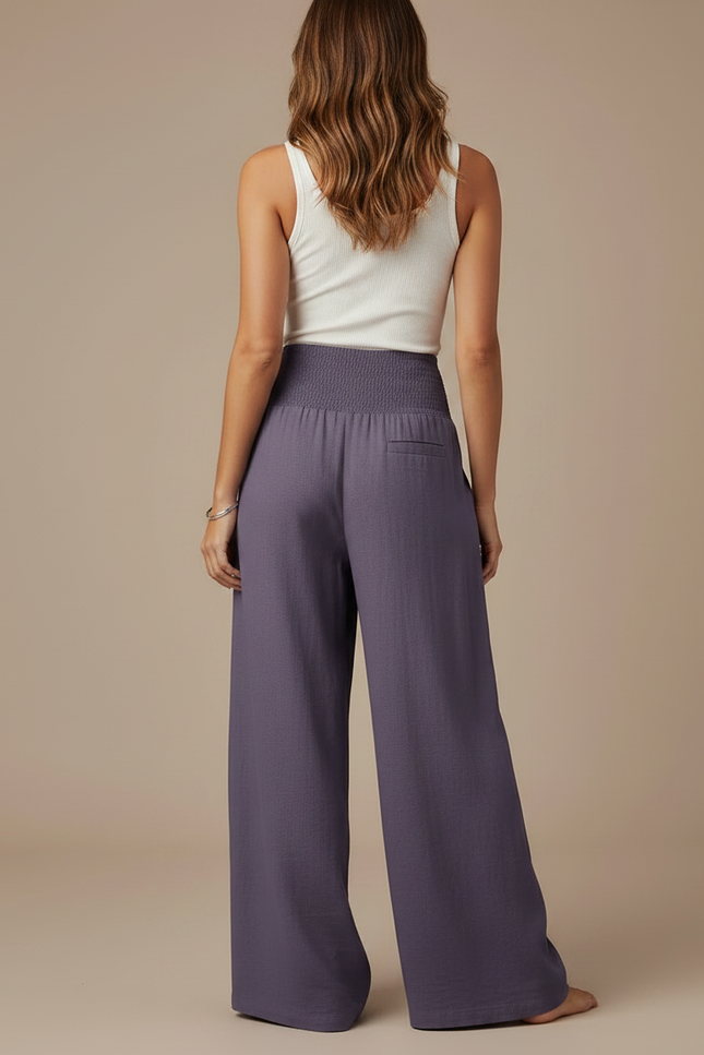 Pantalon Fluide Violet - Lin - vue 2