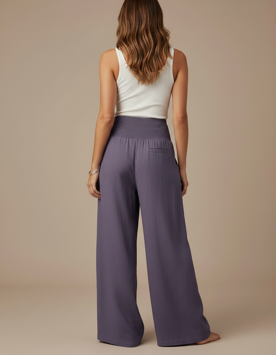 Pantalon Fluide Violet - Lin - vue 2