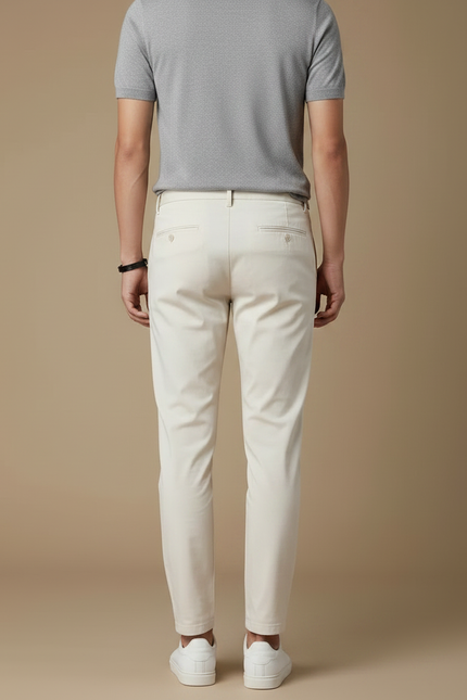 Pantalon Fluide Beige Coton Slim Homme Décontracté - vue 2