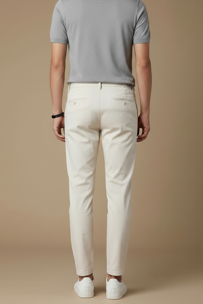 Pantalon Fluide Beige Coton Slim Homme Décontracté - vue 2