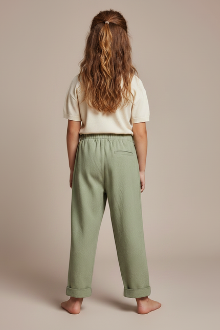 Pantalon Fluide Vert Ample Décontracté Fille - Molleton - vue 2