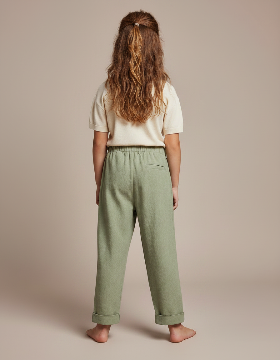 Pantalon Fluide Vert Ample Décontracté Fille - Molleton - vue 2