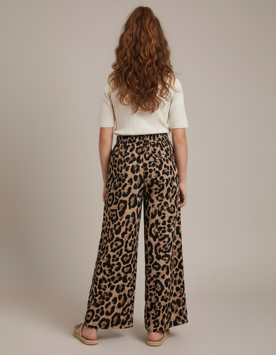 Pantalon Fluide Léopard Marron Ample Confortable Enfant - Viscose - vue 2