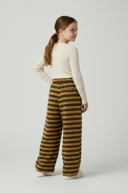 Pantalon Fluide Rayé Large Laine Tricoté Enfant - Multicolore - vue 2