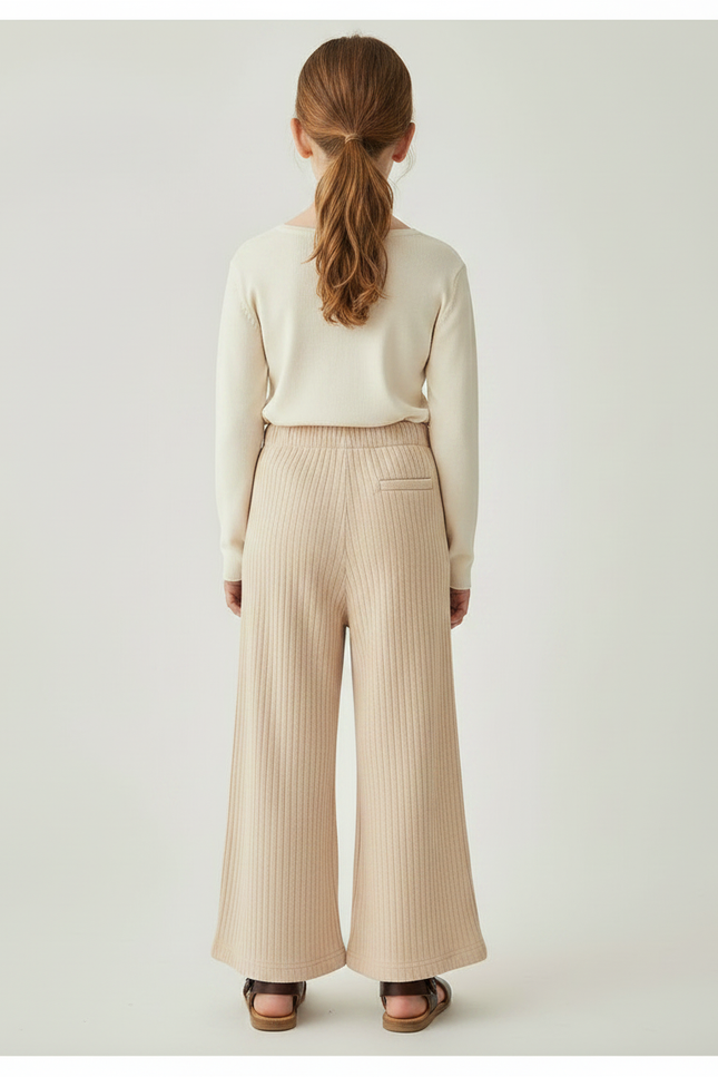 Pantalon Fluide Enfant Fille - Beige Maille - vue 2