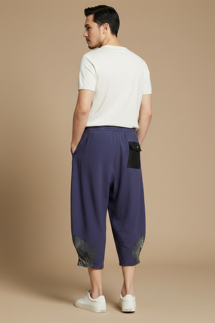 Pantalon Fluide Homme Bleu Marine Coupe Ample - Lin - vue 2