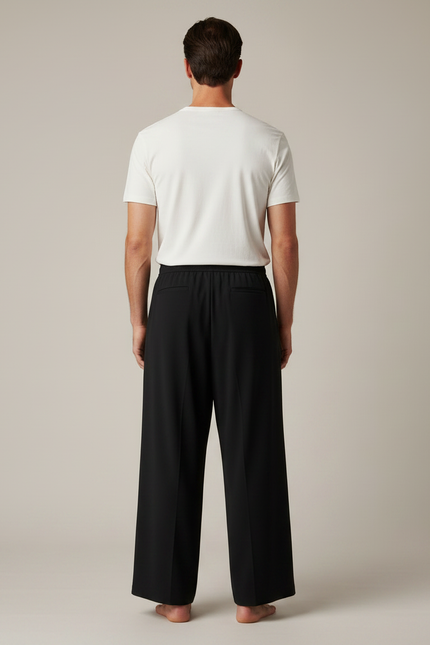 Pantalon Large Fluide Homme - Noir Viscose - vue 2