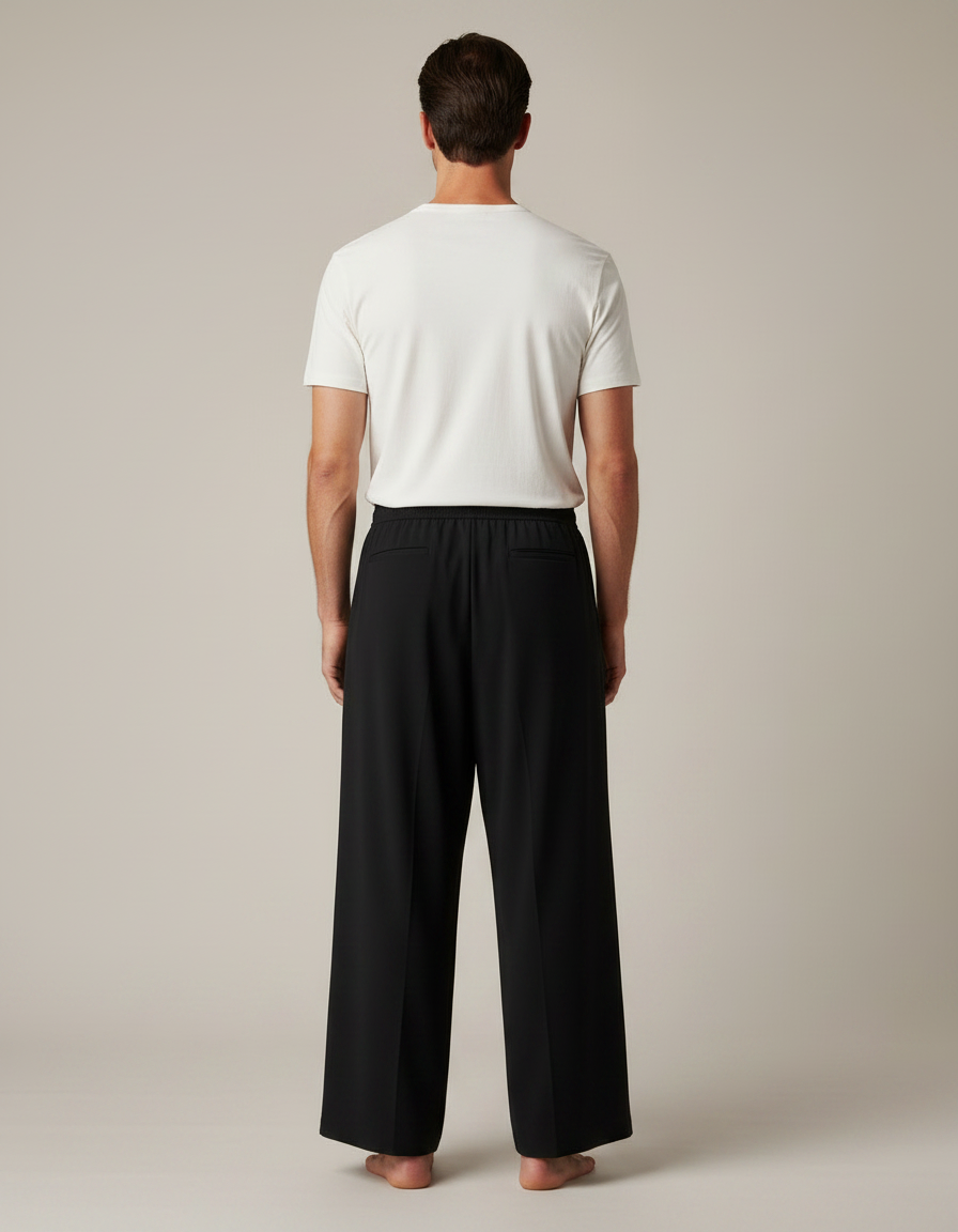 Pantalon Large Fluide Homme - Noir Viscose - vue 2