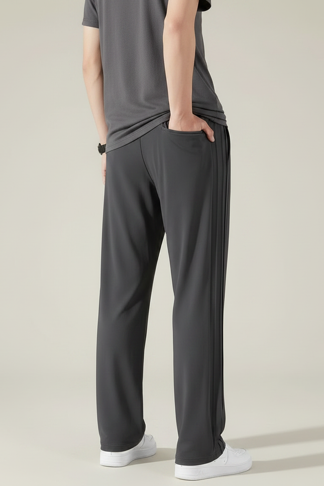 Pantalon Fluide Gris Coton Ample Cordon Homme - Polyester - vue 2