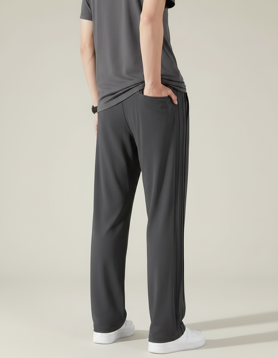 Pantalon Fluide Gris Coton Ample Cordon Homme - Polyester - vue 2