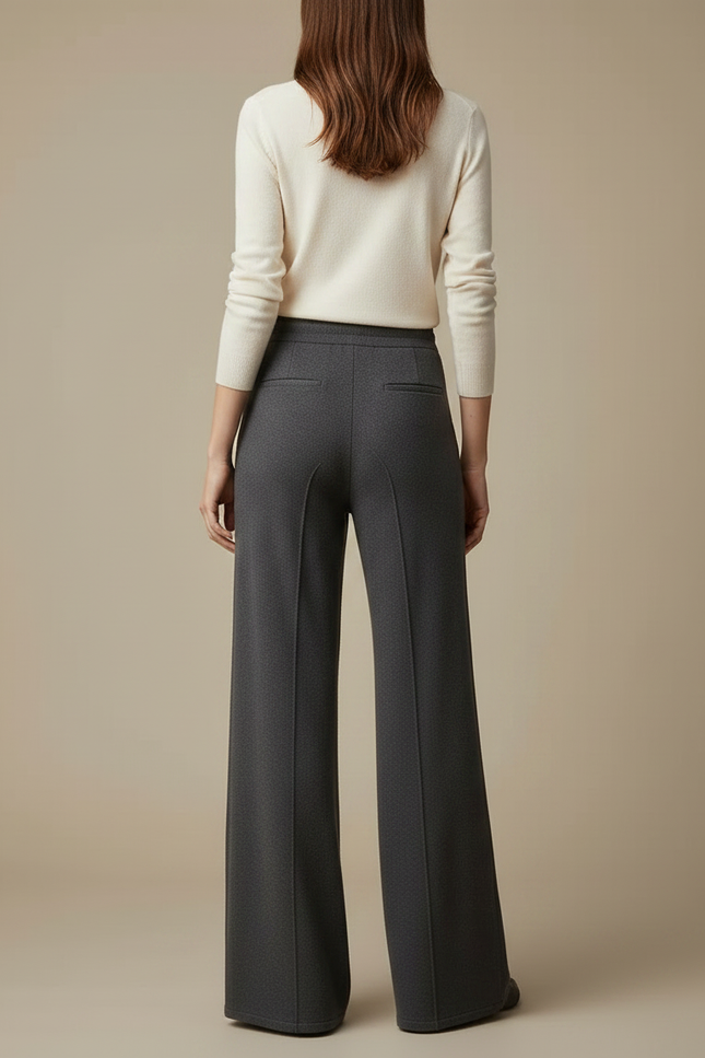Pantalon Fluide Gris Ample Cordon Décontracté Femme - Maille - vue 2