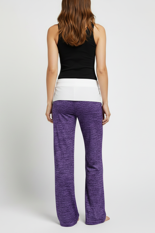 Pantalon Fluide Violet Chiné Ample Confortable Yoga Femme - Polyester - vue 2
