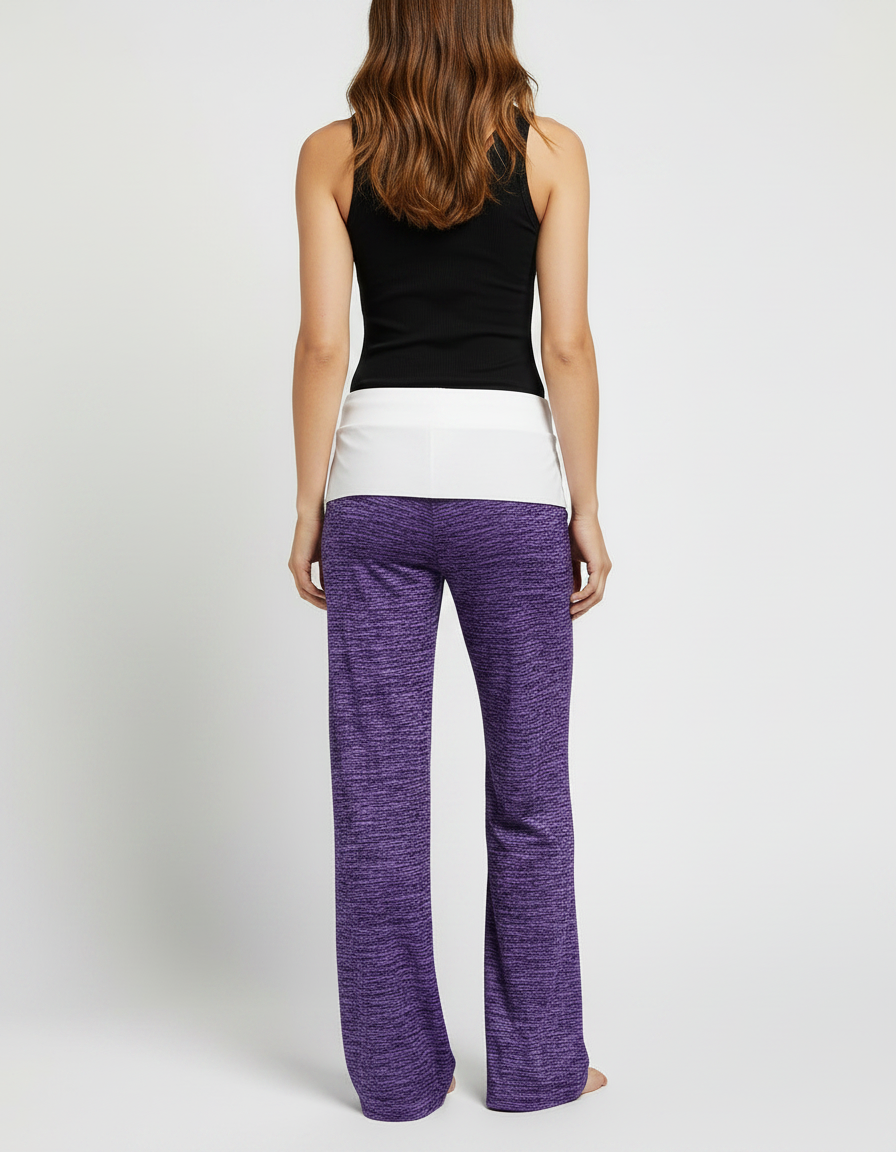 Pantalon Fluide Violet Chiné Ample Confortable Yoga Femme - Polyester - vue 2
