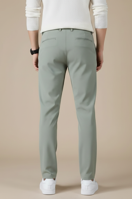 Pantalon Fluide Vert Droit Élastique Décontracté Homme - Polyester - vue 2