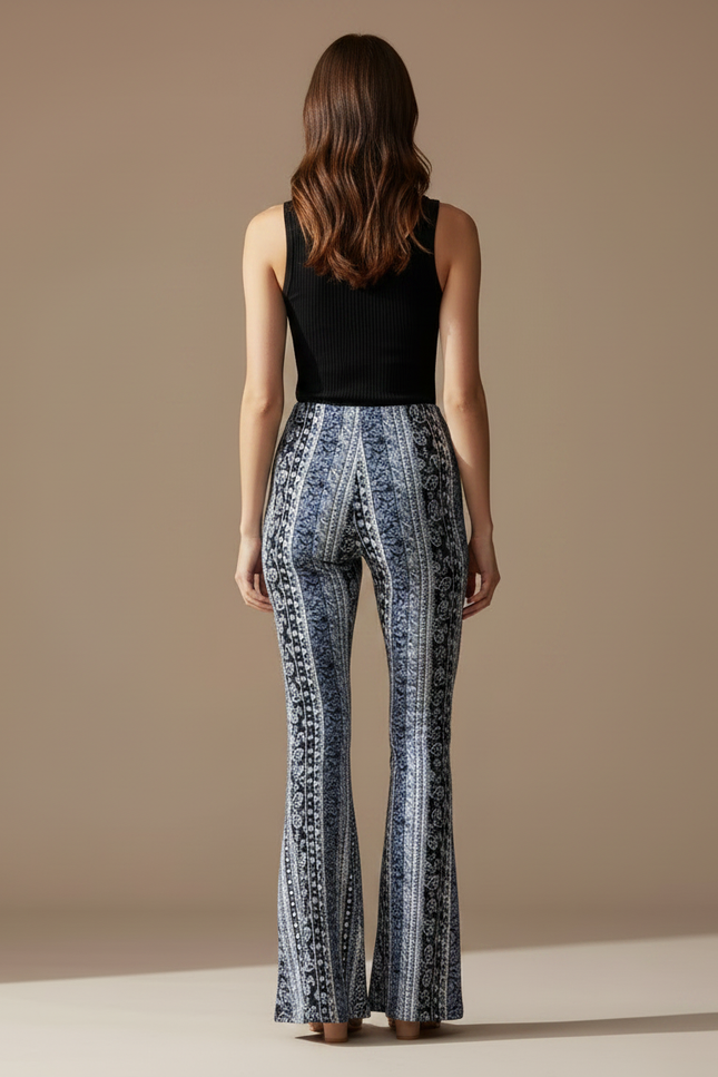 Pantalon Fluide Imprimé Bohème Évasé Confortable - Viscose - vue 2