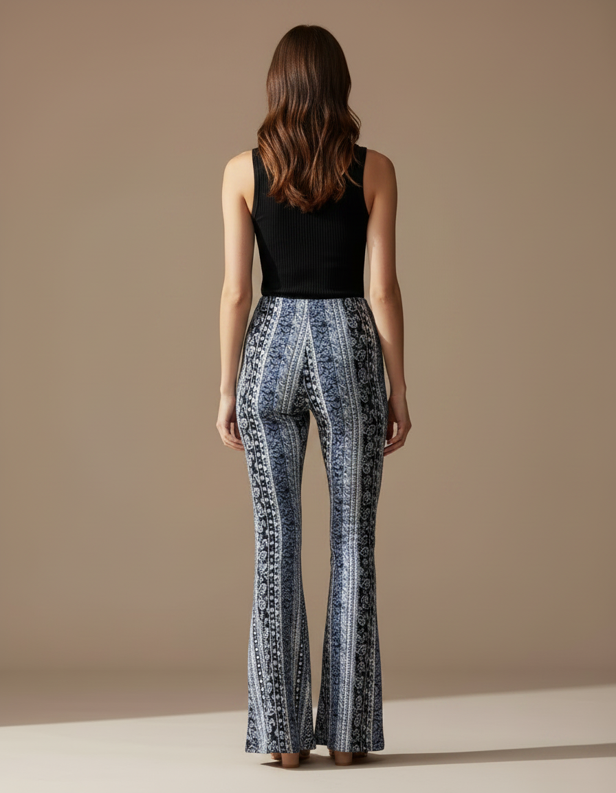 Pantalon Fluide Imprimé Bohème Évasé Confortable - Viscose - vue 2