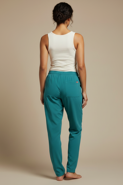 Pantalon Fluide Vert Émeraude Jogger Élastiqué Femme - Polyester - vue 2