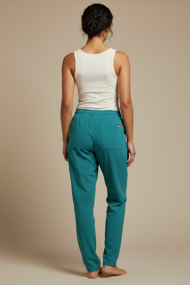 Pantalon Fluide Vert Émeraude Jogger Élastiqué Femme - Polyester - vue 2