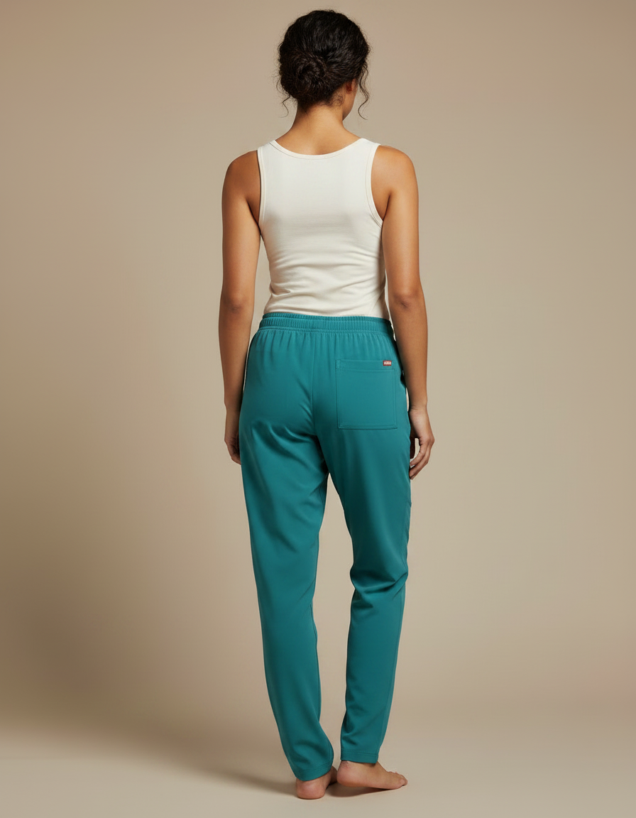 Pantalon Fluide Vert Émeraude Jogger Élastiqué Femme - Polyester - vue 2