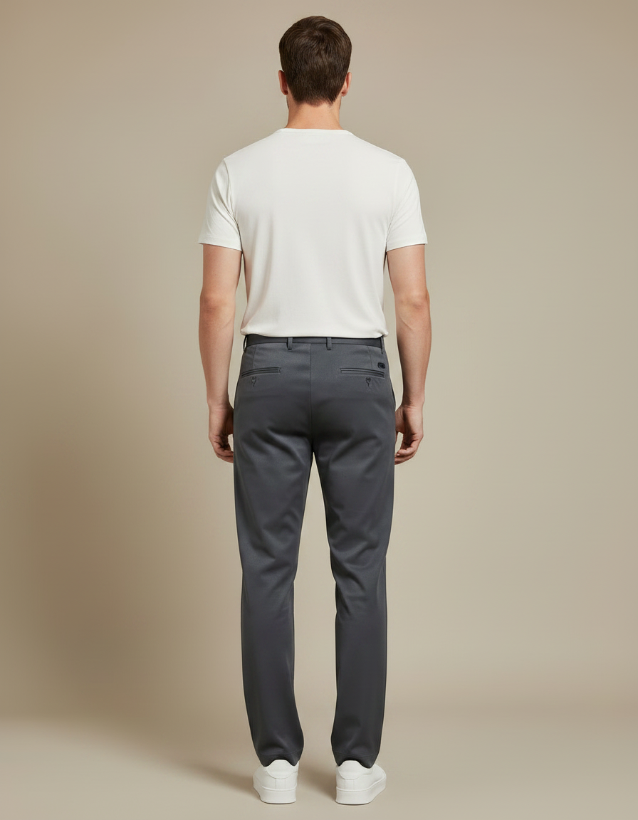 Pantalon Fluide Homme Gris Droit Décontracté Respirant - Polyester - vue 2