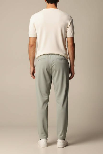 Pantalon Fluide Vert Ample Cordon Décontracté Léger - Polyester - vue 2