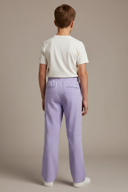 Pantalon Fluide Lavande Ample Cargo Enfant Cordon - Violet Polyester - vue 2