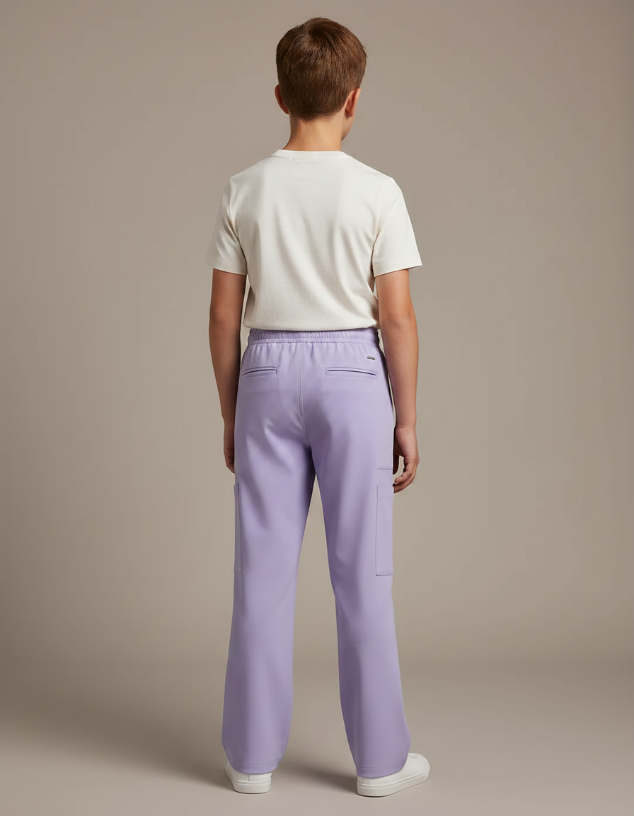 Pantalon Fluide Lavande Ample Cargo Enfant Cordon - Violet Polyester - vue 2