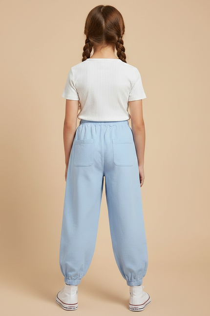 Pantalon Fluide Bleu Ciel Ample Flamingo Coton - Molleton - vue 2
