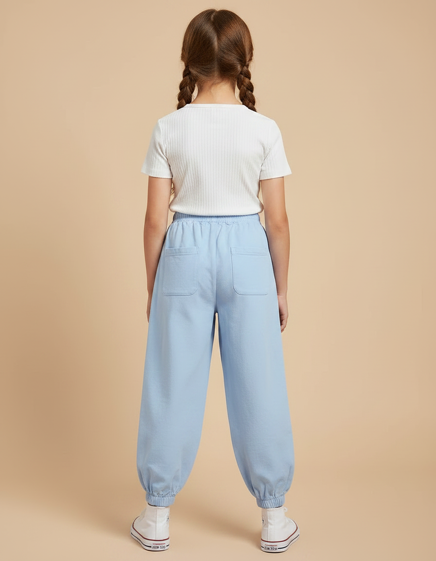 Pantalon Fluide Bleu Ciel Ample Flamingo Coton - Molleton - vue 2