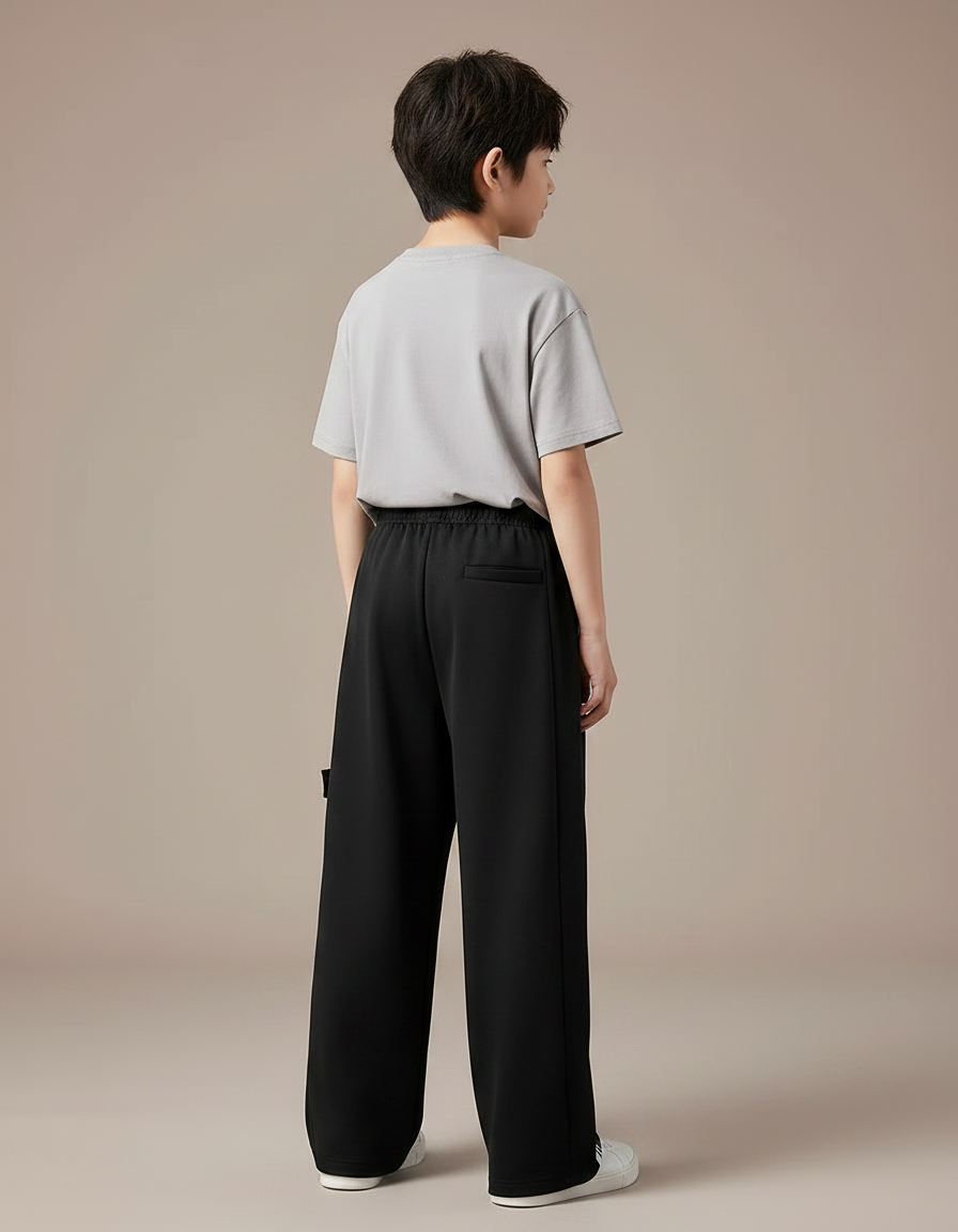 Pantalon Fluide Noir Bande Blanche - Polyester - vue 2