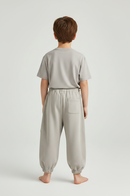 Pantalon Fluide Garçon Gris Coupe Ample Coton Mi-saison - Molleton - vue 2