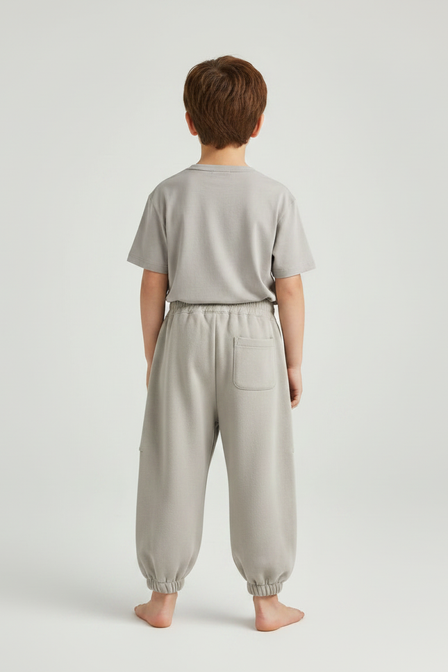 Pantalon Fluide Garçon Gris Coupe Ample Coton Mi-saison - Molleton - vue 2