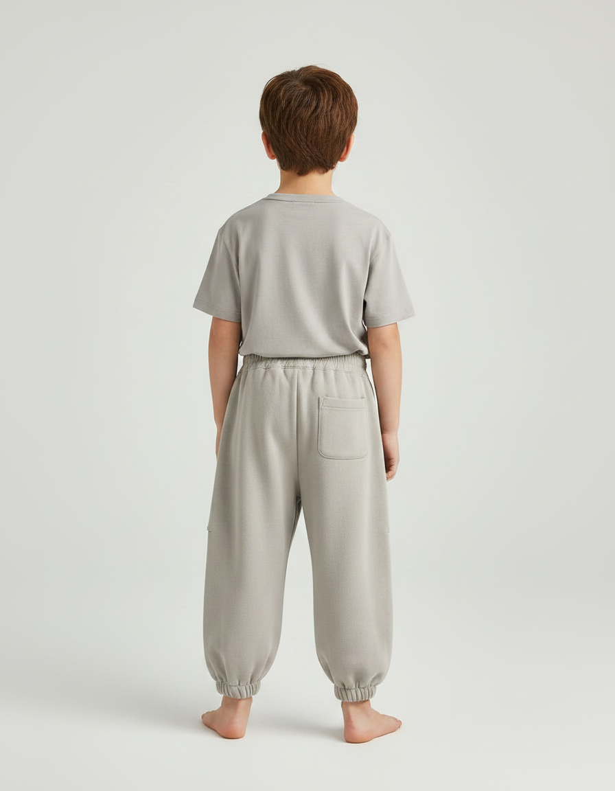 Pantalon Fluide Garçon Gris Coupe Ample Coton Mi-saison - Molleton - vue 2